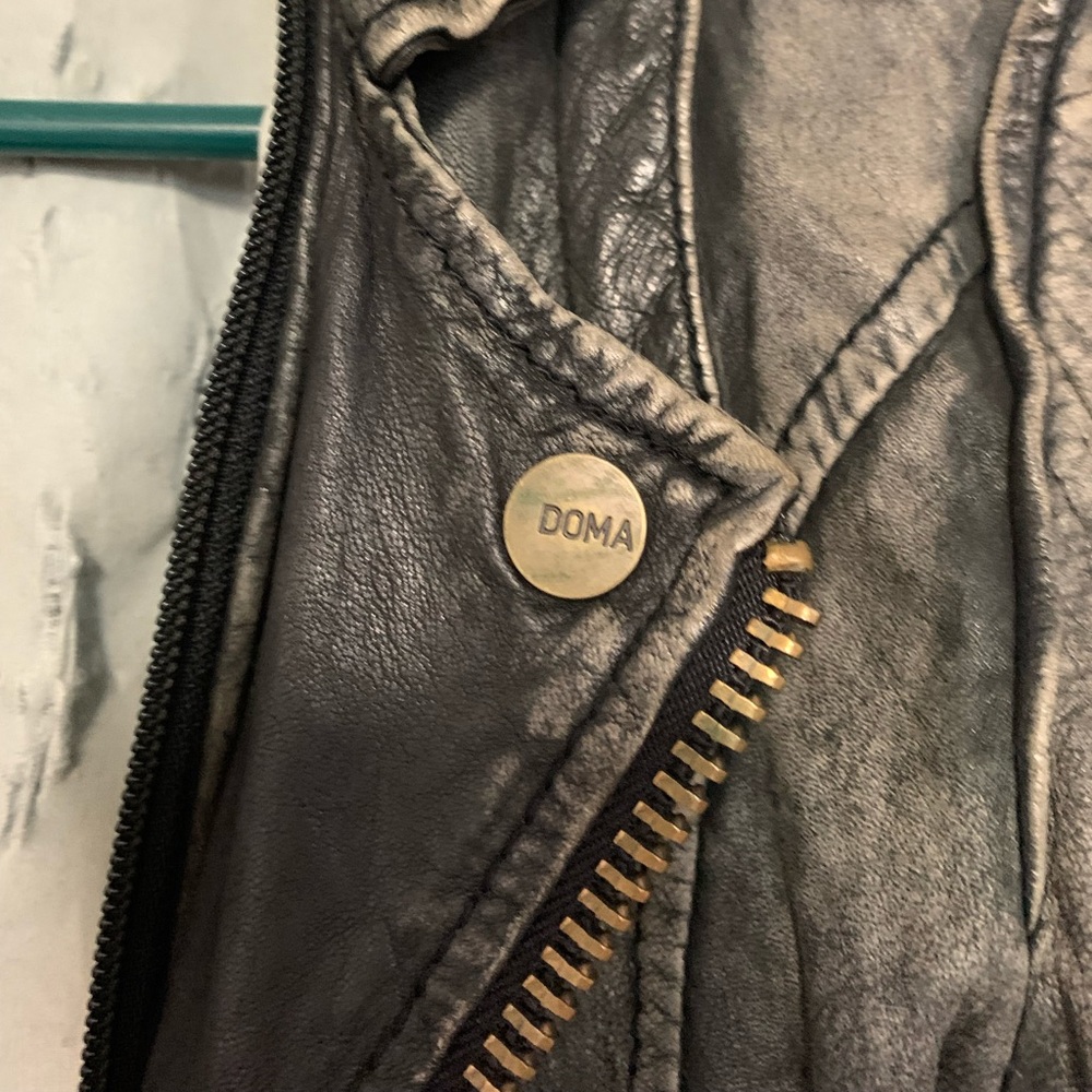 DOMA Leather Lambskin Leather Moto Charcoal Jacket XS/S - Picture 14 of 15